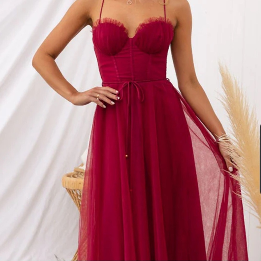 Princess Chiffon Maxi Dress (Red Wine)